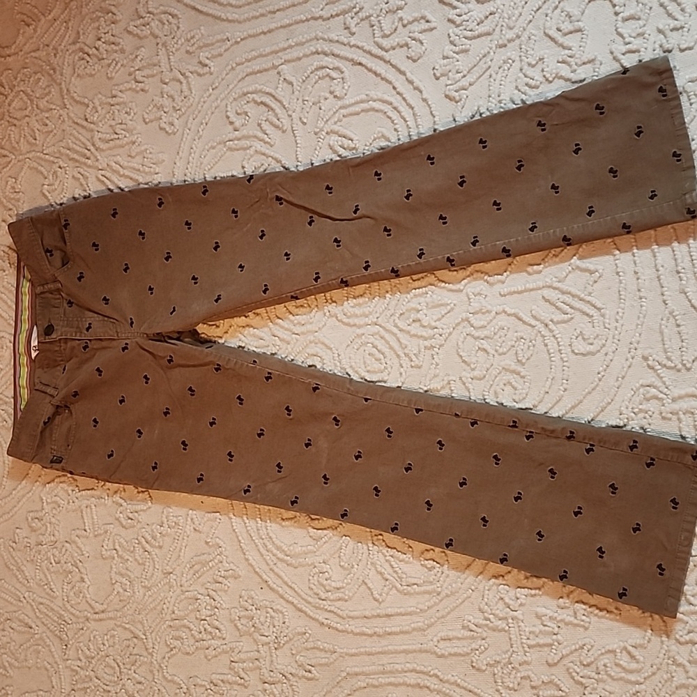 Lilly Pulitzer Brown Corduroy Pants with Embroidered Scottie Dogs